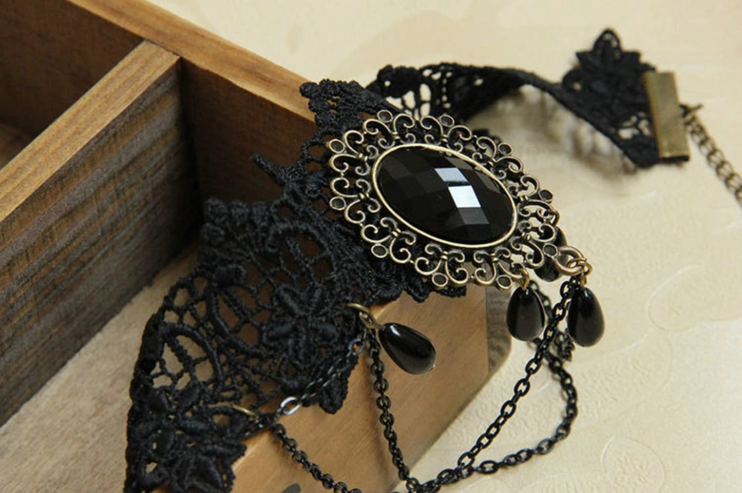 Gothic Black Lace Collar Choker Necklace