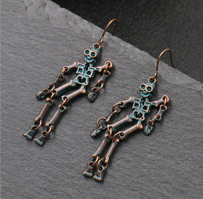 3 Pairs Set of Skeleton, Skull Earrings
