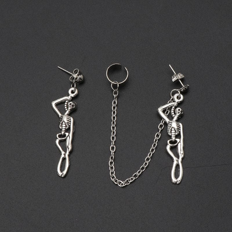 Skeleton Chain Earrings w/ Ear Cuff
