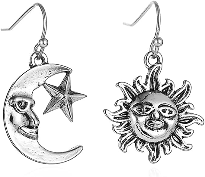 Sun, Man in the Moon Earrings, Asymmetrical