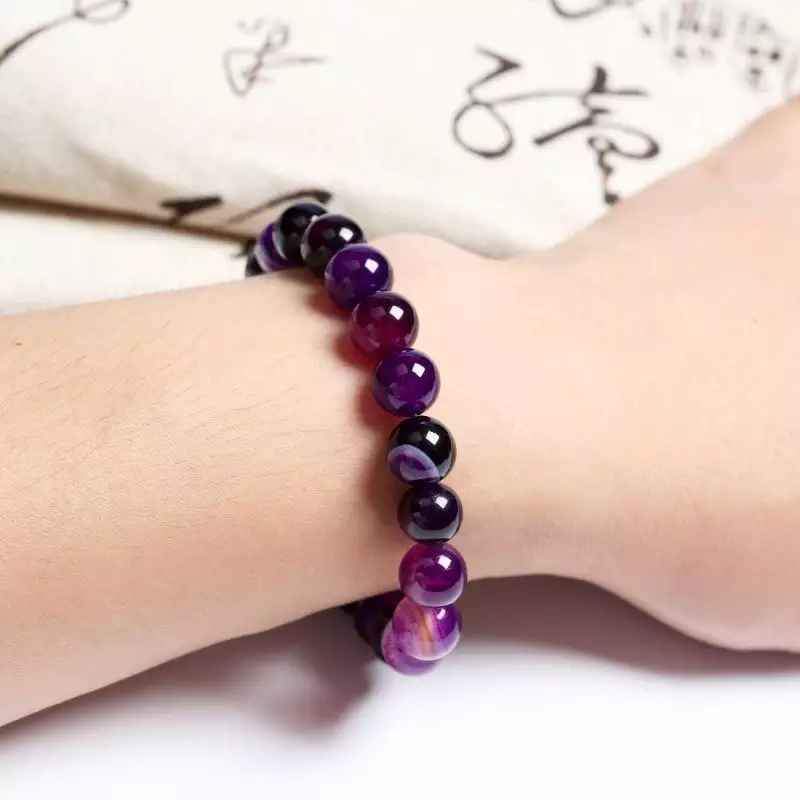 Natural Stone  Purple Amethysts Agate Bracelet