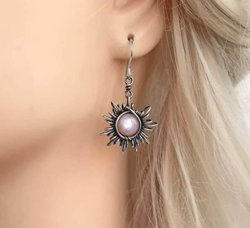 Boho Opal Sun and Moon Earrings