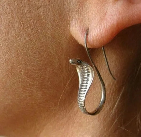 Elegant King Cobra Snake Hook Earrings
