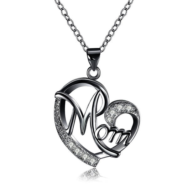 Mom with Heart Crystal Necklace