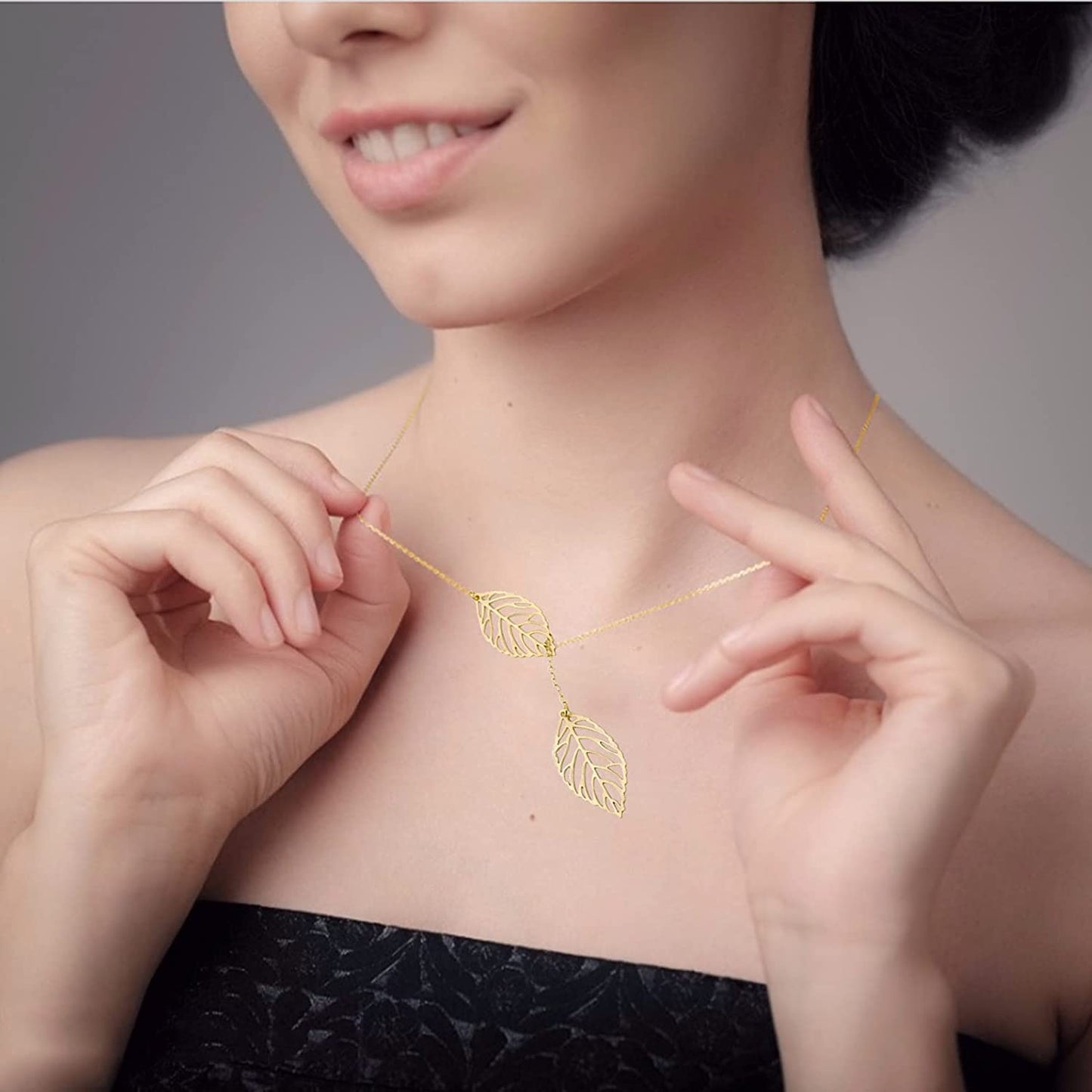 Beautiful Double Leaf Stranded Necklace