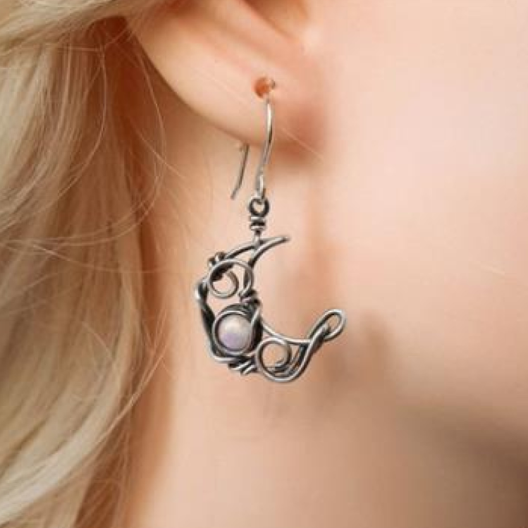 Boho Opal Sun and Moon Earrings