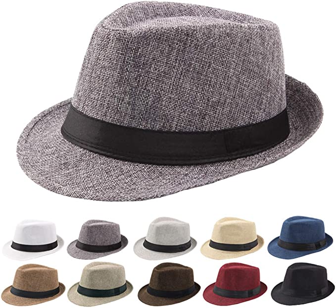 Fedora Hat, Straw Trilby Cuban Sun Cap Panama Short Brim Floral