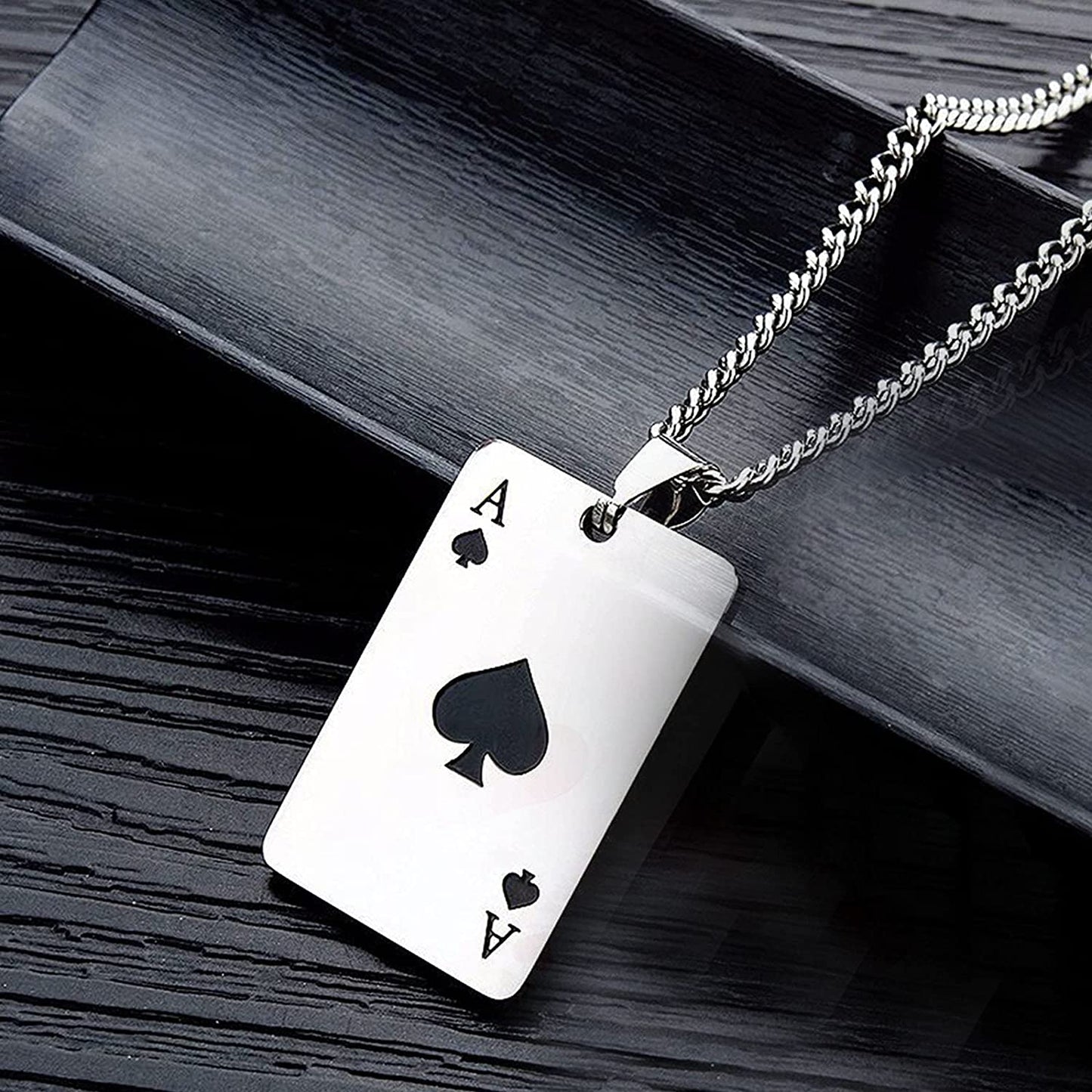 Ace of Spades, Ace of Hearts, Royal Flush Poker Necklace