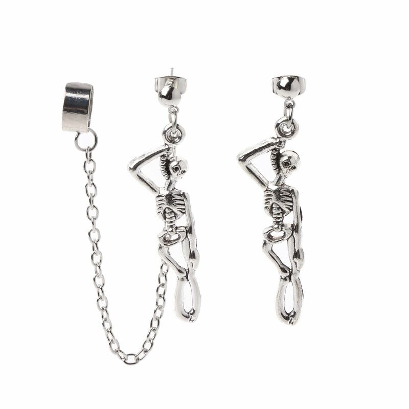 Skeleton Chain Earrings w/ Ear Cuff