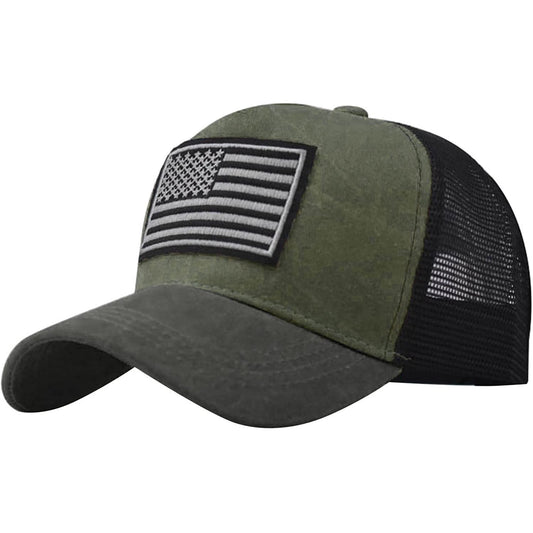 Green American Flag Trucker Hat