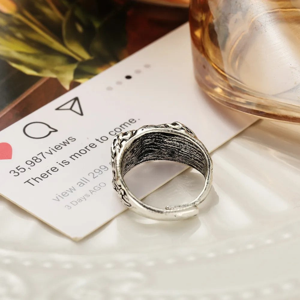 Cute Owl Blue Eye Silver Ring