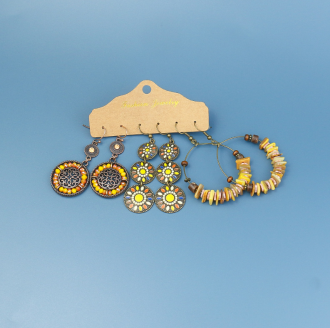 Yellow Boho Earring Set