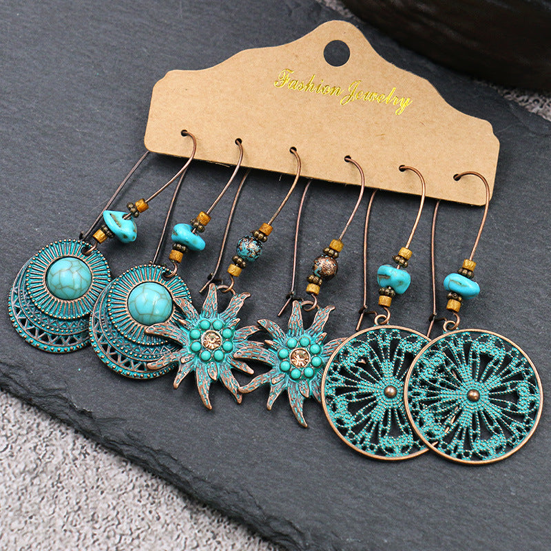 Teal Boho Earring Set