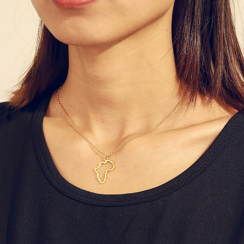 Africa Silhouette Necklace - African Map Outline Pendant