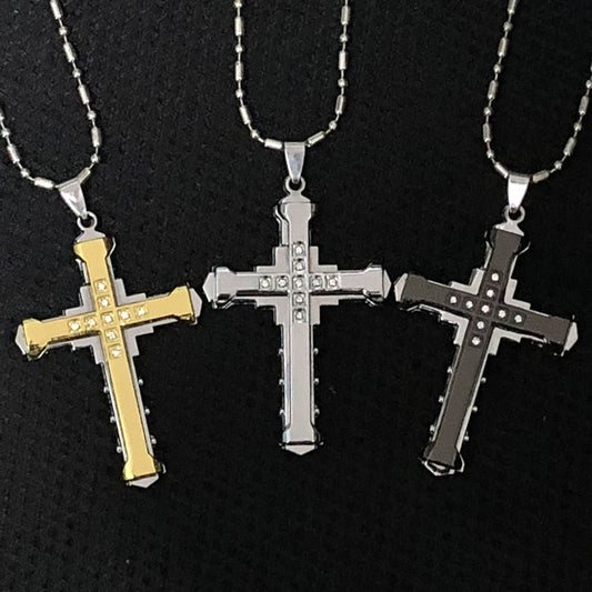 Crystal Cross Necklace with Chain