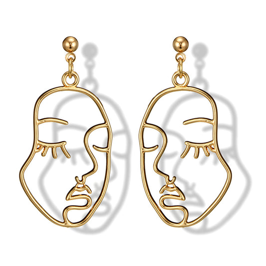 Hollowed Out Human Face Art Deco Earrings
