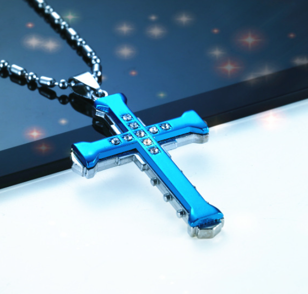 Crystal Cross Necklace with Chain