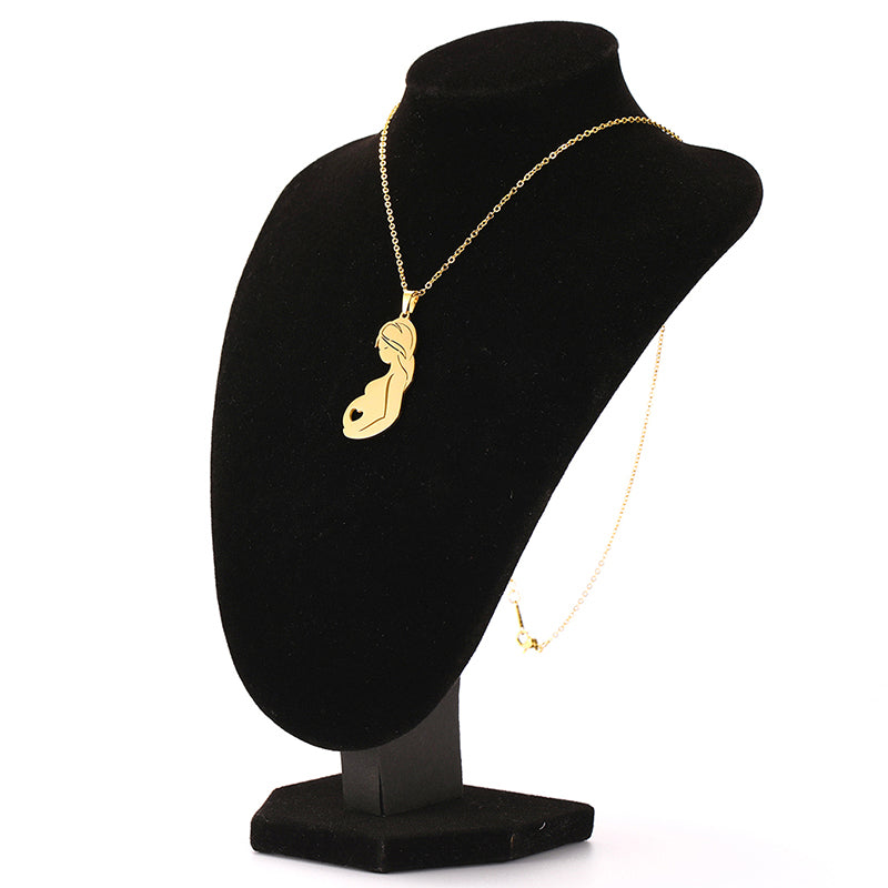 Pregnant Mother with Heart Necklace
