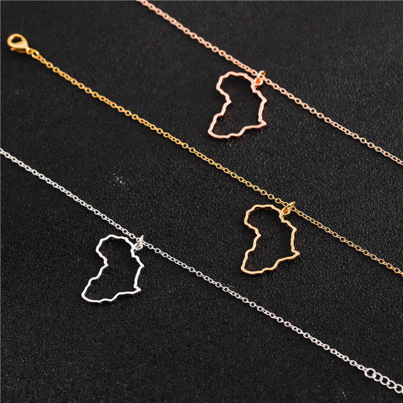 Africa Silhouette Necklace - African Map Outline Pendant