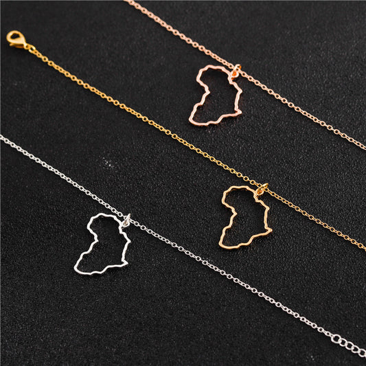 Africa Silhouette Necklace - African Map Outline Pendant