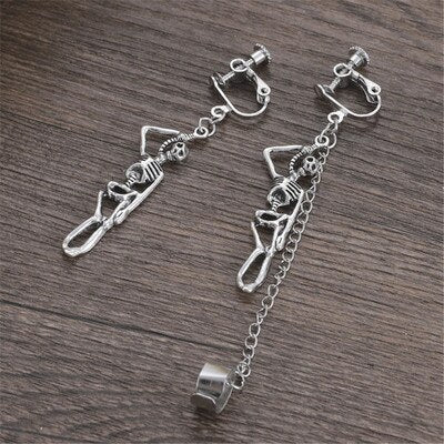 Skeleton Chain Earrings w/ Ear Cuff