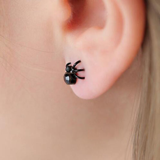 Cute Small Black Spider Stud Earrings