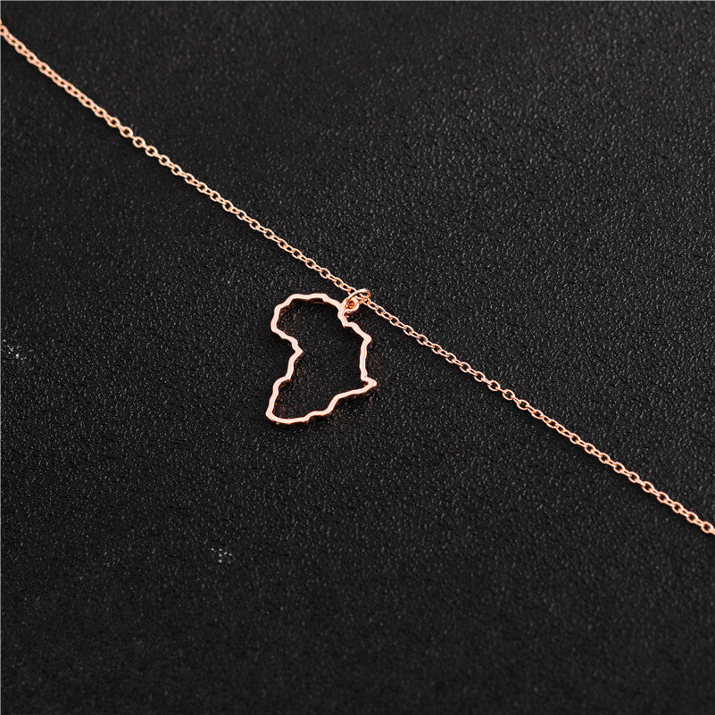 Africa Silhouette Necklace - African Map Outline Pendant