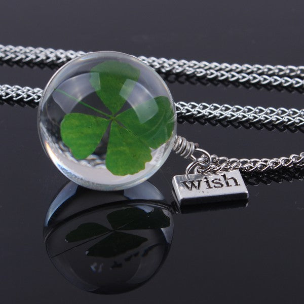 Four (4) Leaf Clover Lucky Necklace, Wish Pendant