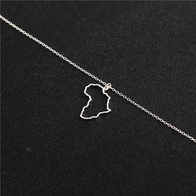 Africa Silhouette Necklace - African Map Outline Pendant