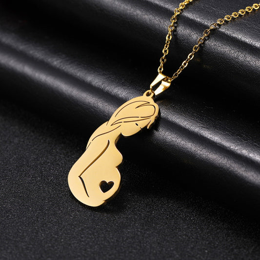 Pregnant Mother with Heart Necklace