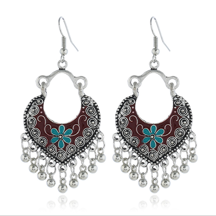 Boho Blue and Silver Dangle Earrings