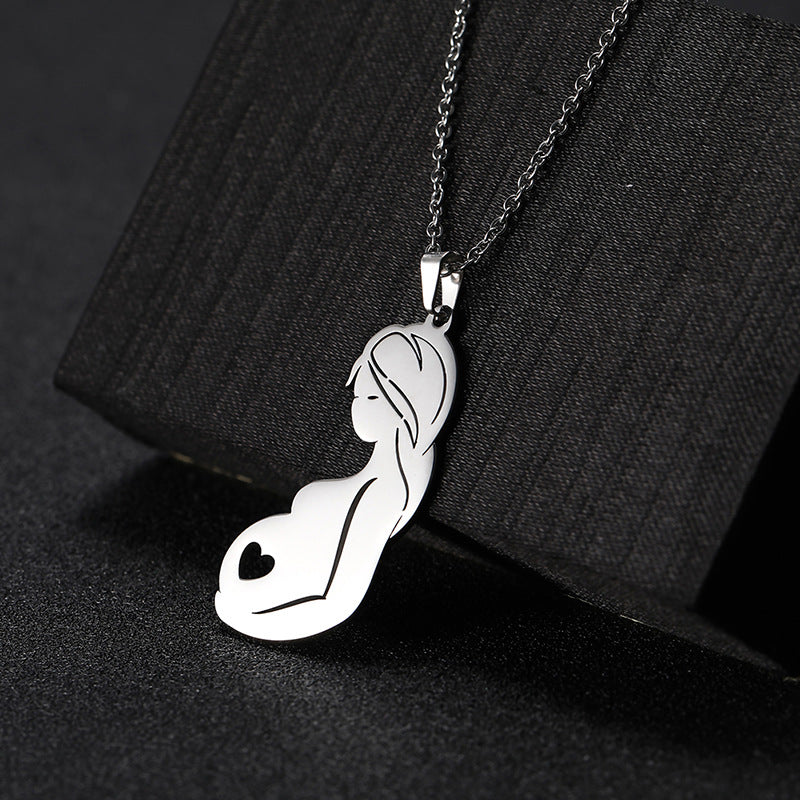 Pregnant Mother with Heart Necklace