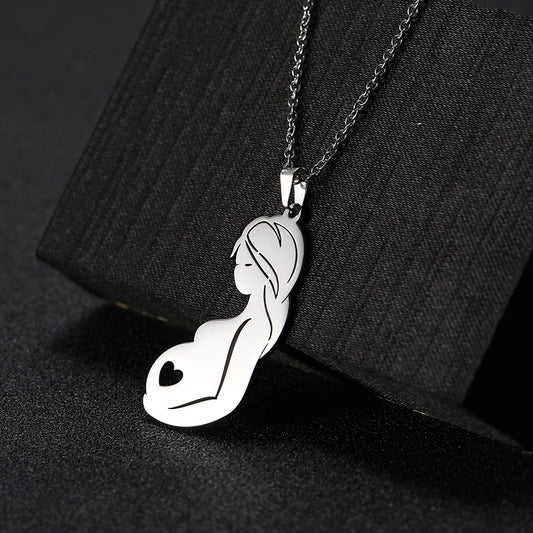 Pregnant Mother with Heart Necklace