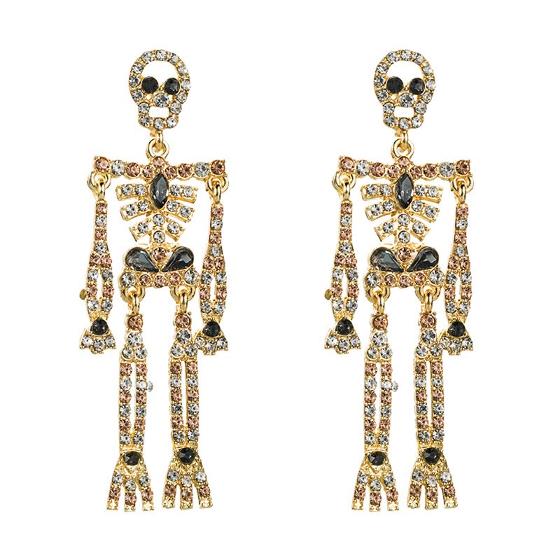 Skeleton Drop Crystal Earring