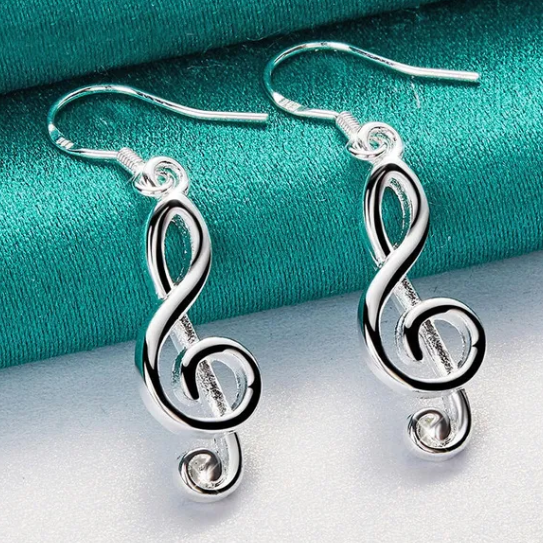 Silver Treble Clef Earring