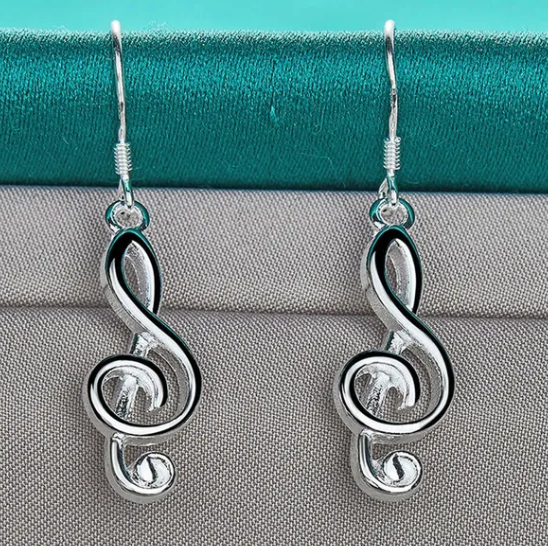 Silver Treble Clef Earring