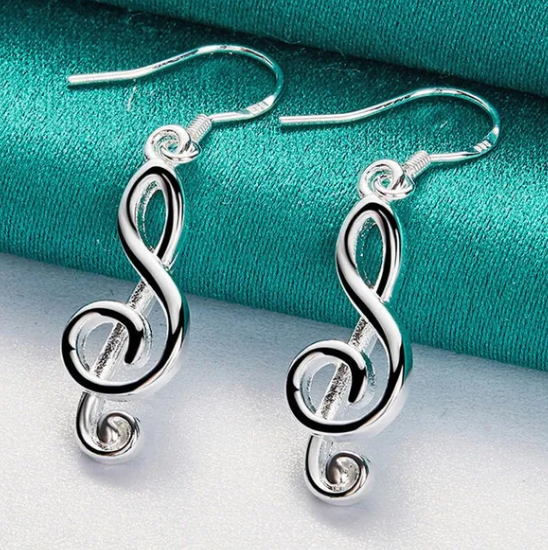 Silver Treble Clef Earring