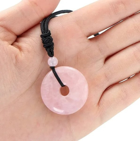 Natural Gemstone Donut Pendant Necklace