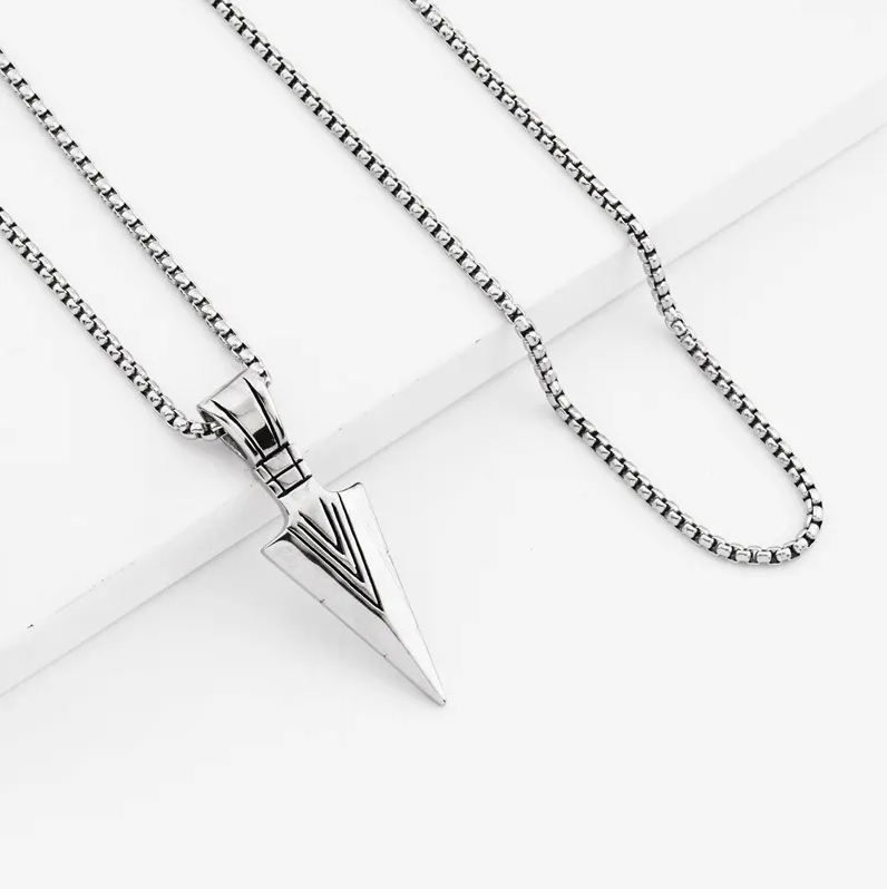 Arrowhead  Pendant Necklace 24" Chain