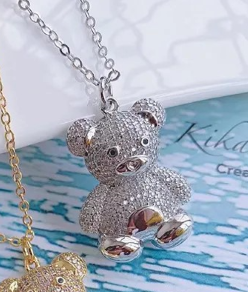 Beautiful Teddy Bear Crystal Necklace