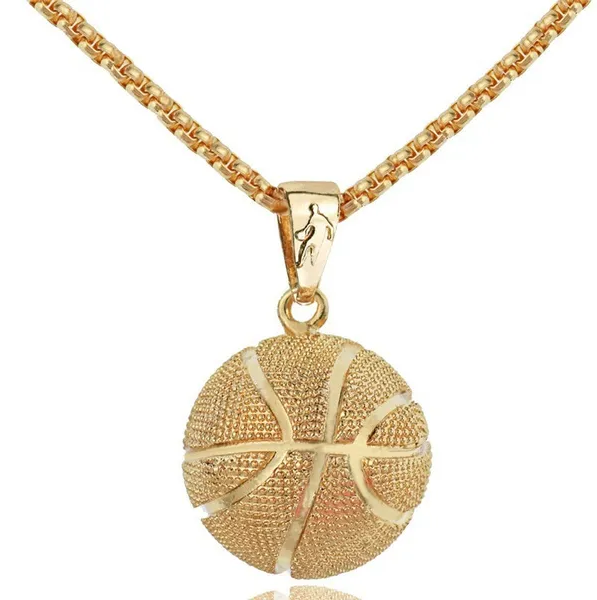 Basketball Pendant Bling Necklace