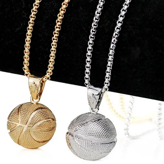 Basketball Pendant Bling Necklace