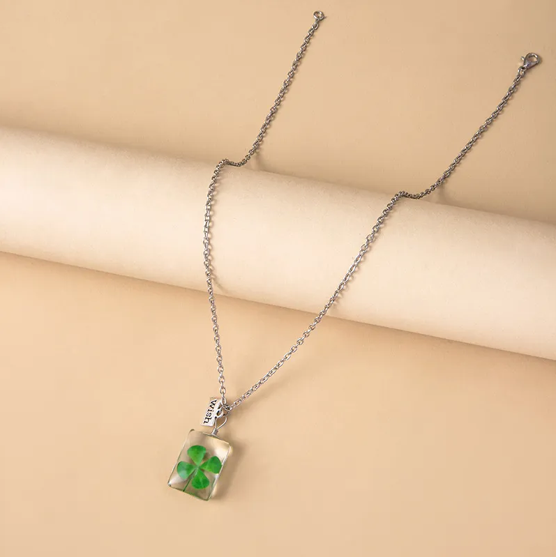 Four (4) Leaf Clover Lucky Necklace, Wish Pendant