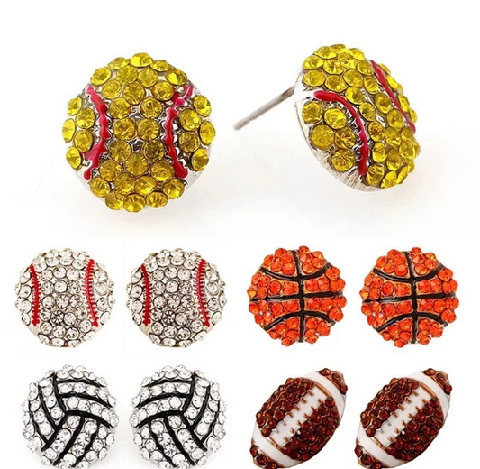 Sports Stud Bling Earrings
