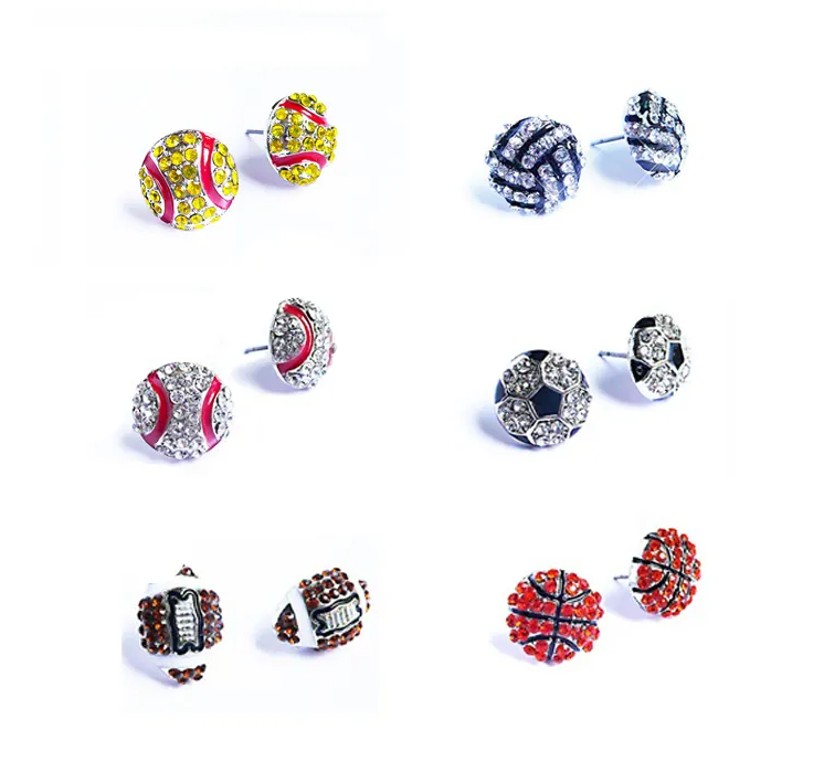 Sports Stud Bling Earrings