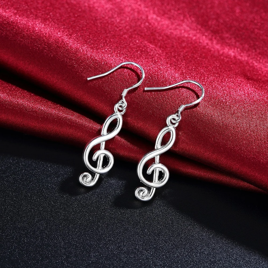 Silver Treble Clef Earring