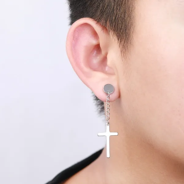 2 Piece Dangling Cross Earrings