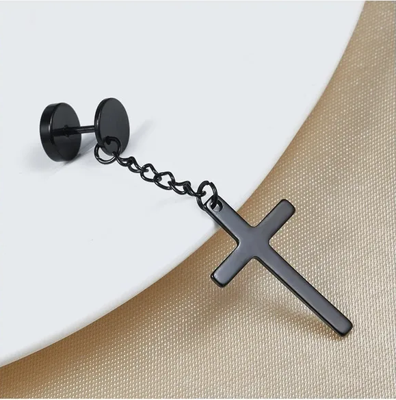2 Piece Dangling Cross Earrings