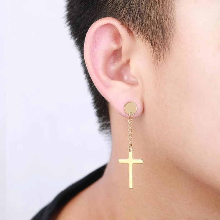 2 Piece Dangling Cross Earrings