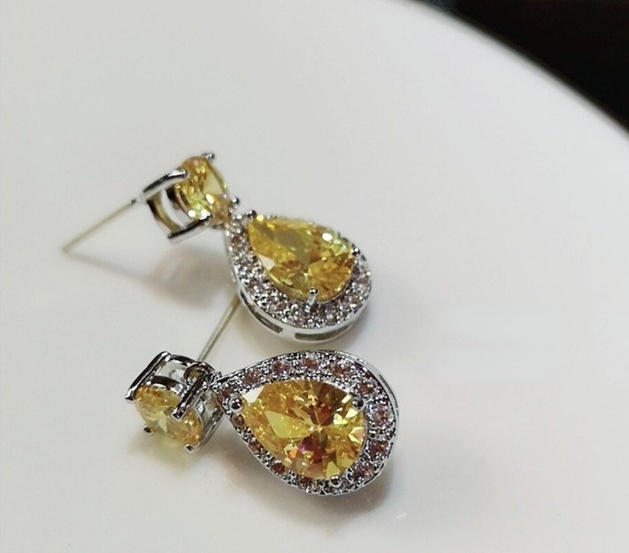 Colorful Waterdrop Pear Crystal Earrings